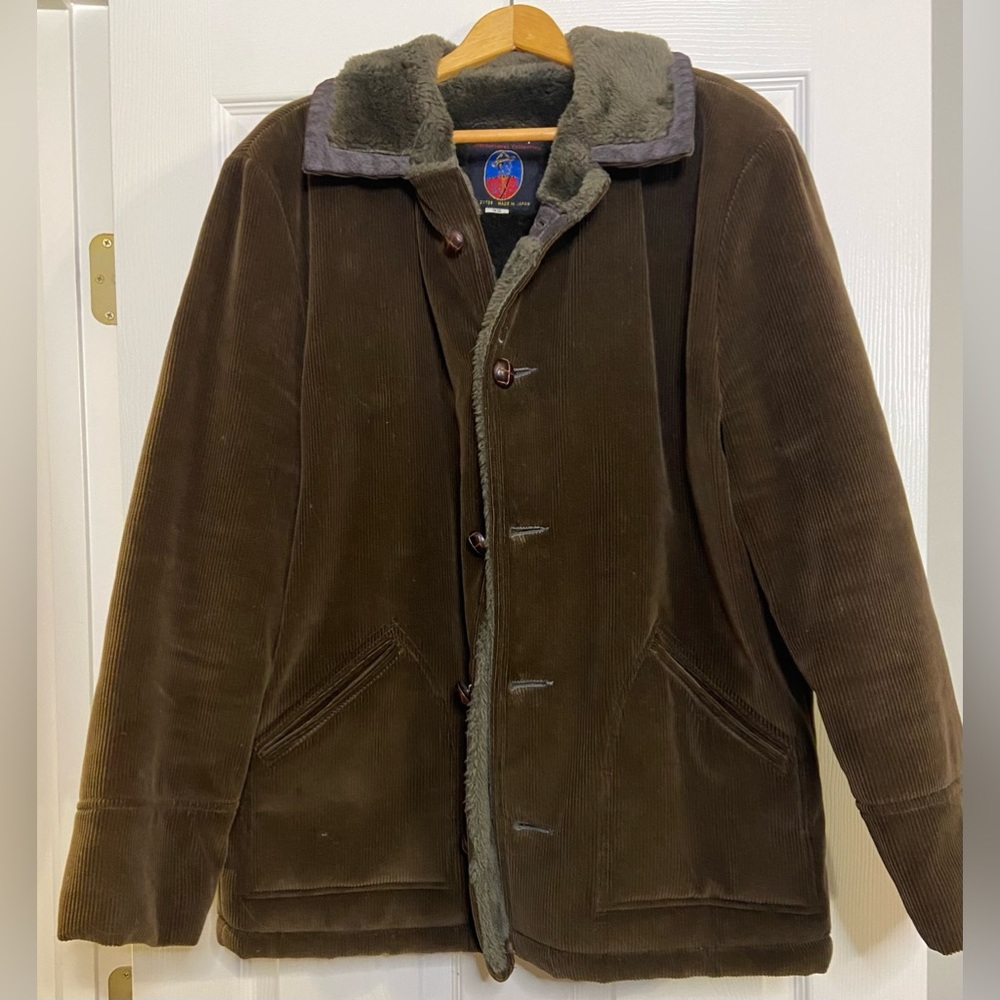 VTG Grande Bay Jacket Mens 42 Wide Wale Corduroy Shearling Western Made in Japan